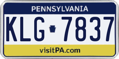 PA license plate KLG7837