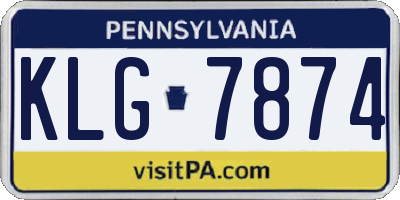 PA license plate KLG7874