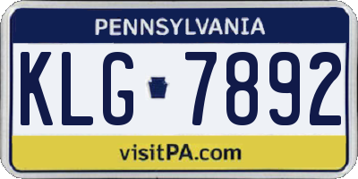 PA license plate KLG7892