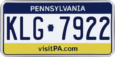 PA license plate KLG7922