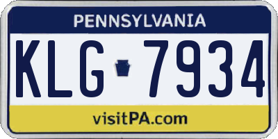 PA license plate KLG7934