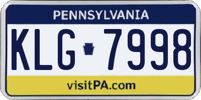 PA license plate KLG7998