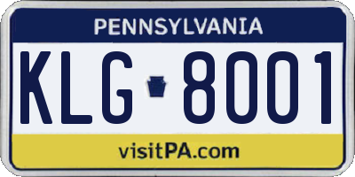 PA license plate KLG8001