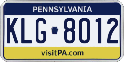 PA license plate KLG8012