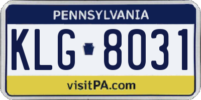 PA license plate KLG8031