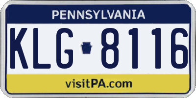 PA license plate KLG8116
