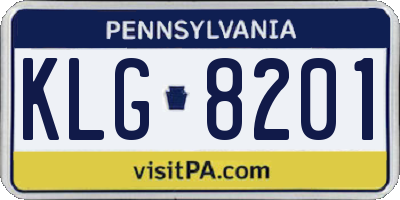 PA license plate KLG8201