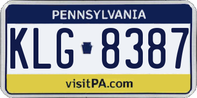 PA license plate KLG8387