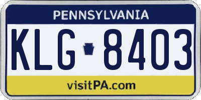 PA license plate KLG8403