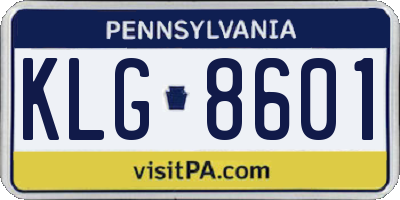 PA license plate KLG8601