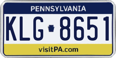 PA license plate KLG8651