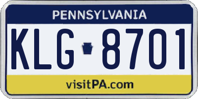 PA license plate KLG8701