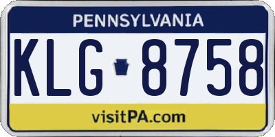 PA license plate KLG8758