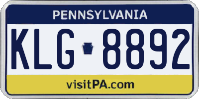 PA license plate KLG8892
