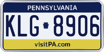 PA license plate KLG8906