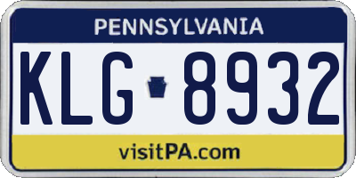 PA license plate KLG8932