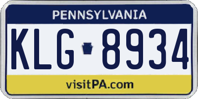 PA license plate KLG8934