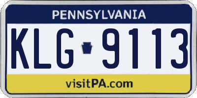 PA license plate KLG9113