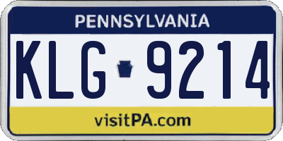 PA license plate KLG9214