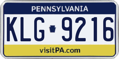 PA license plate KLG9216