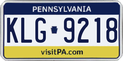 PA license plate KLG9218