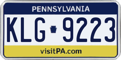 PA license plate KLG9223