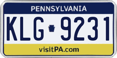 PA license plate KLG9231