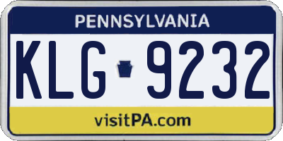 PA license plate KLG9232