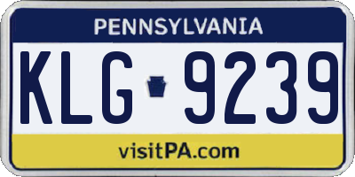 PA license plate KLG9239