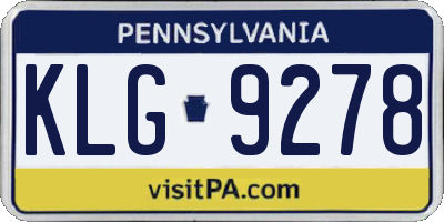 PA license plate KLG9278