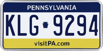 PA license plate KLG9294