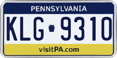 PA license plate KLG9310