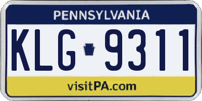PA license plate KLG9311