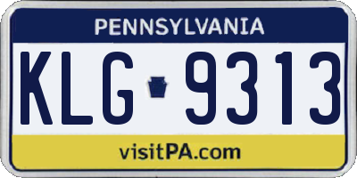 PA license plate KLG9313