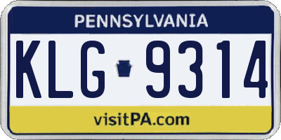 PA license plate KLG9314