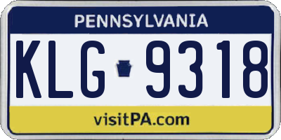 PA license plate KLG9318
