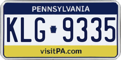 PA license plate KLG9335