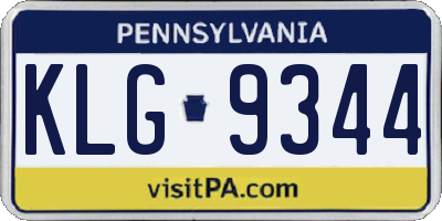 PA license plate KLG9344