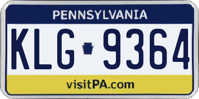 PA license plate KLG9364
