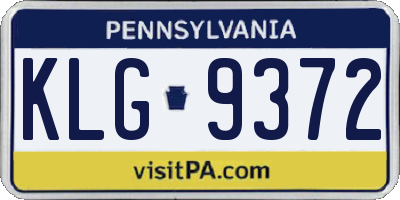 PA license plate KLG9372