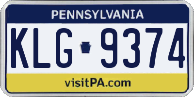 PA license plate KLG9374