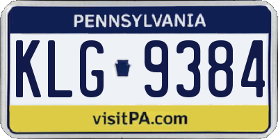 PA license plate KLG9384