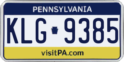 PA license plate KLG9385