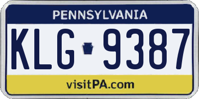 PA license plate KLG9387