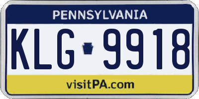 PA license plate KLG9918