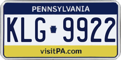 PA license plate KLG9922