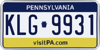 PA license plate KLG9931