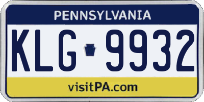 PA license plate KLG9932