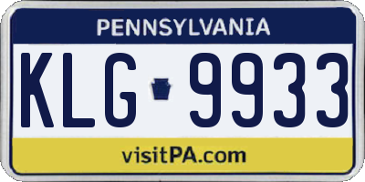 PA license plate KLG9933