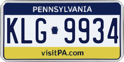 PA license plate KLG9934
